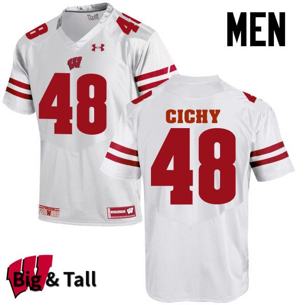 Wisconsin Badgers Men's #48 Jack Cichy NCAA Under Armour Authentic White Big & Tall College Stitched Football Jersey AJ40P04GM